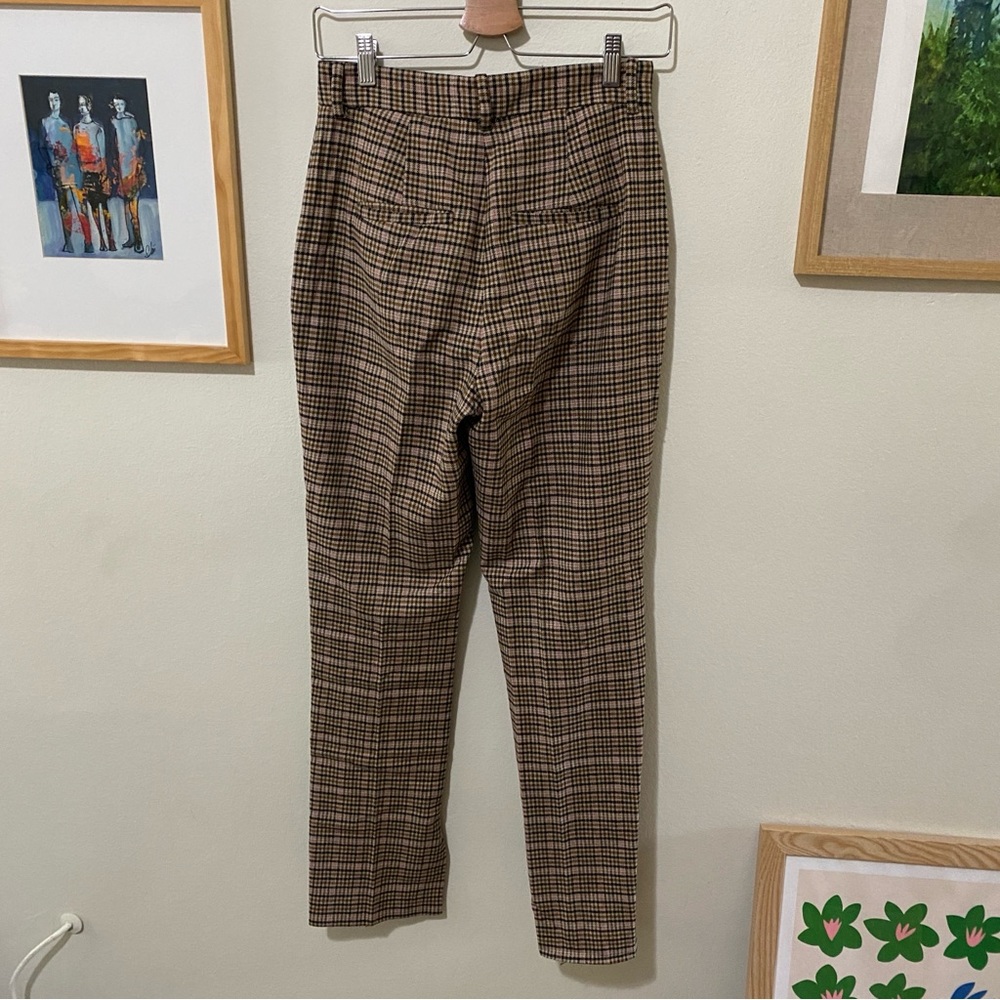 And Other Stories & Other Stories Plaid Beige Checked Flare High Waist Pant Sz4 - Picture 5 of 5